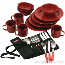 Coleman 24-Piece Enameled Dinnerware & Utensils Set for 4, Red Speckled 000988064